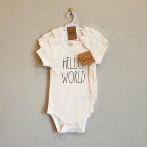 RAE DUNN Hello World Onsie 3-Set Bundle